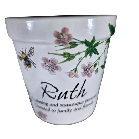 History & Heraldry Ruth Name Flower Ceramic candle White Nature gift - Picture 1 of 7